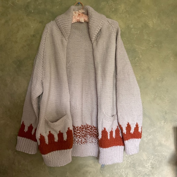Vintage Oversized Hand Knit Full Zip Sweater Coat - Picture 5 of 6